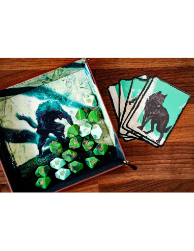 Juego de Dados Werewolf Luna's Fury 17 Dados y Bandeja
