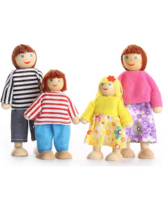 Conjunto de Muñecas Familia Feliz de Madera 8 Piezas 2