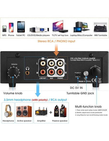 Preamplificador Douk Audio T13 Phono MM RCA Auriculares Preamplificador Douk Audio T13 Phono MM RCA Auriculares