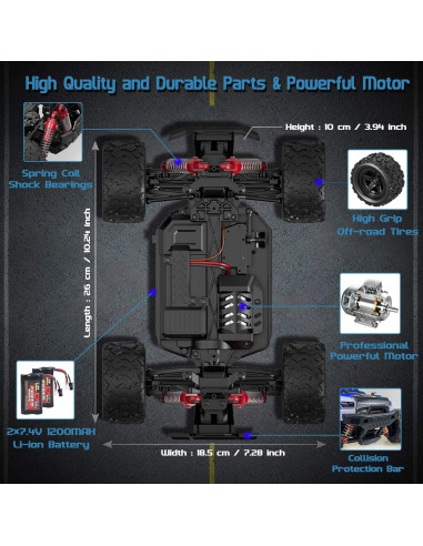 Camión RC BNAM 1:18 4WD 45km/h 2 Baterías 1200mAh