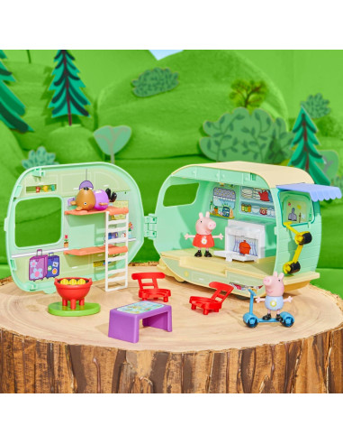 Juego de Caravana Peppa Pig con 3 Figuras y 6 Accesorios