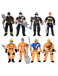 Juego de 8 Figuras de Bomberos HAPTIME 10 cm Accesorios
