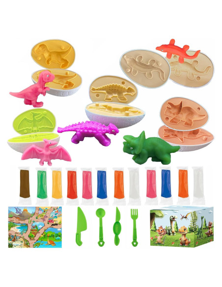 Conjunto de Huevos de Dinosaurio Playdough 5 Moldes 12 Paquetes Conjunto de Huevos de Dinosaurio Playdough 5 Moldes 12 Paquetes