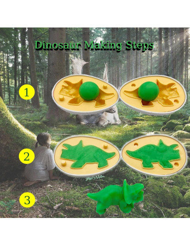 Conjunto de Huevos de Dinosaurio Playdough 5 Moldes 12 Paquetes