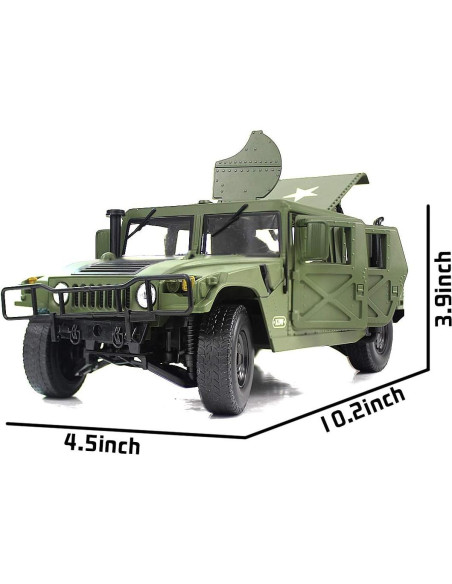 Coche a Escala 1:18 Fisca Vehículo Militar Verde Diecast Coche a Escala 1:18 Fisca Vehículo Militar Verde Diecast