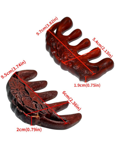 Peine de Madera Tostyles 2PCS Dientes Anchos para Masaje