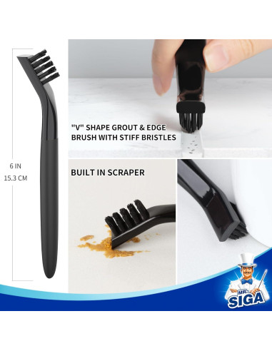 Juego de Cepillos de Limpieza MR.SIGA para Juntas y Rincones