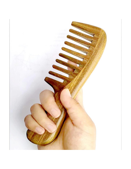Peine de Madera de Sándalo JIUKUAN 18.29 cm Dientes Anchos Peine de Madera de Sándalo JIUKUAN 18.29 cm Dientes Anchos