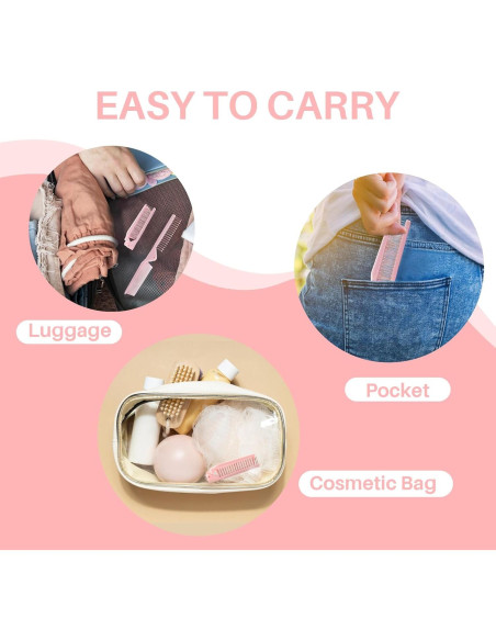 Cepillo de Pelo Mini Portátil RHOS Doble Cabeza Rosa Cepillo de Pelo Mini Portátil RHOS Doble Cabeza Rosa