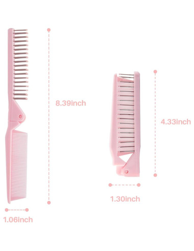 Cepillo de Pelo Mini Portátil RHOS Doble Cabeza Rosa