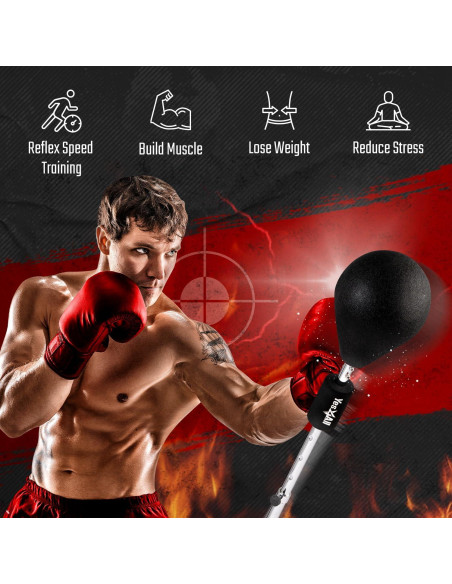 Saco de Boxeo Yes4All con Soporte Ajustable y Bola Reflexiva Saco de Boxeo Yes4All con Soporte Ajustable y Bola Reflexiva