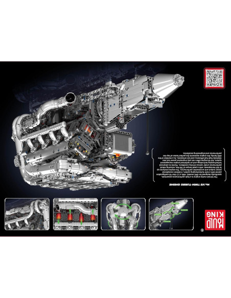 Kit de Motor V8 Twin Turbo Mould King 2899 Piezas STEM Kit de Motor V8 Twin Turbo Mould King 2899 Piezas STEM