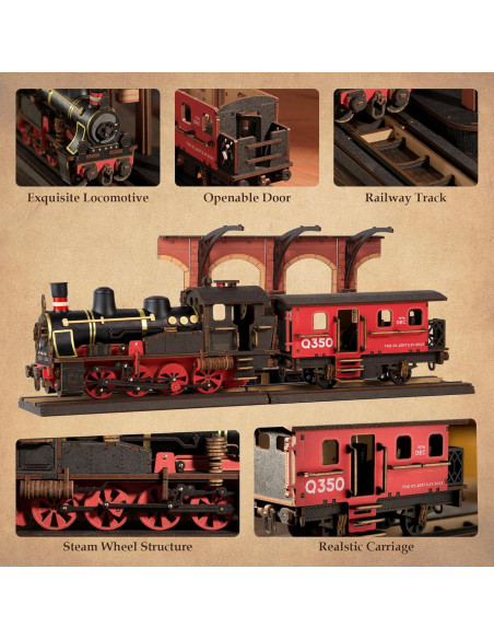 Rompecabezas 3D ROBOTIME Tren Steampunk Madera 405 Piezas Rompecabezas 3D ROBOTIME Tren Steampunk Madera 405 Piezas