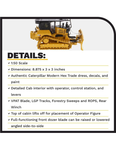 Caterpillar D5 LGP Dozer Diecast Masters 1:50 Detalles Realistas