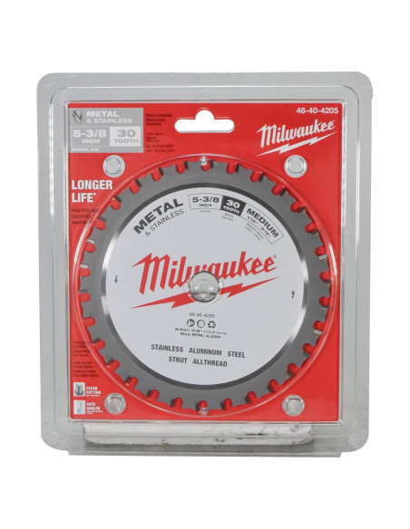 Hoja de sierra circular Milwaukee 48-40-4205 135mm 30 dientes Hoja de sierra circular Milwaukee 48-40-4205 135mm 30 dientes