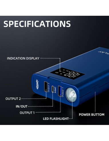 Arrancador de Batería IDEAPLAY J10 1500A Cargador Portátil