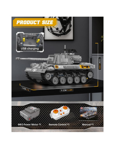 Tanque Mould King 20032 M18 Hellcat 971 Piezas Control Remoto