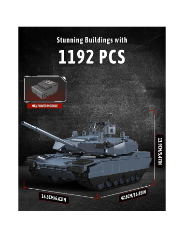 Tanque Abrams-X Mould King 20036 1192 Piezas Control Remoto