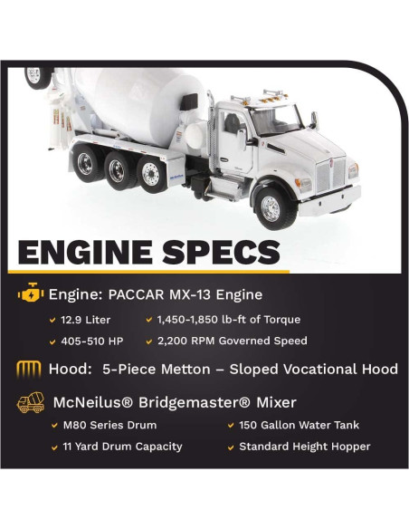 Camión Mezclador de Concreto Diecast Masters Kenworth T880 1:50 Camión Mezclador de Concreto Diecast Masters Kenworth T880 1:50
