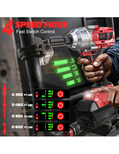 Llave de impacto inalámbrica 3/8" DIYtoolifz 600 Nm 3100 RPM