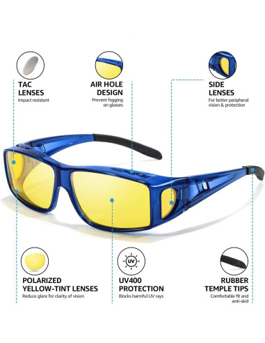 Gafas de Visión Nocturna LVIOE A03 Marco Azul Lentes Amarillos