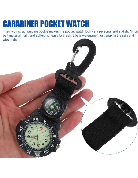 Reloj de bolsillo WRITWAA con brújula y clip para outdoor Reloj de bolsillo WRITWAA con brújula y clip para outdoor