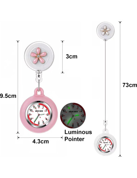 Reloj de enfermera retráctil AGEN KGEN 3 piezas con clip Reloj de enfermera retráctil AGEN KGEN 3 piezas con clip