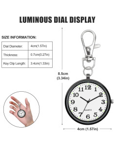 Reloj de bolsillo PW006-4-A-A minimalista unisex 40mm 2