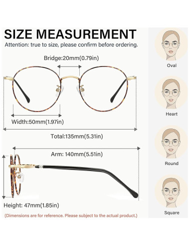 Gafas de luz azul Cyxus redondas con marco de metal UV
