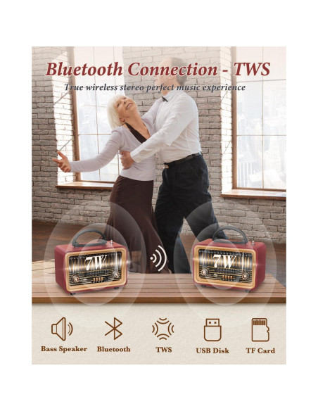 PRUNUS Radio Retro Bluetooth J-170 Altavoz Portátil 14W PRUNUS Radio Retro Bluetooth J-170 Altavoz Portátil 14W