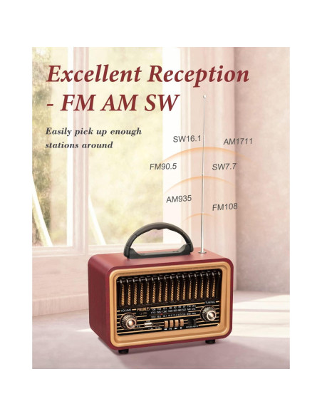 PRUNUS Radio Retro Bluetooth J-170 Altavoz Portátil 14W PRUNUS Radio Retro Bluetooth J-170 Altavoz Portátil 14W