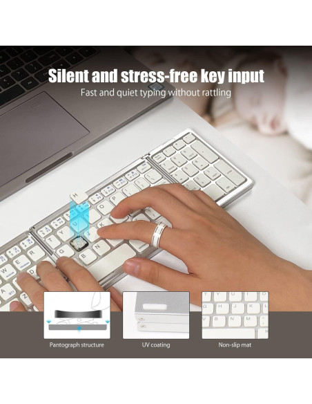 Teclado Bluetooth Plegable BLTK001 Plata con Numérico Teclado Bluetooth Plegable BLTK001 Plata con Numérico