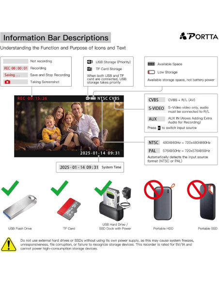 Convertidor de VHS a Digital Portta CHR101 1080P AV HDMI Convertidor de VHS a Digital Portta CHR101 1080P AV HDMI