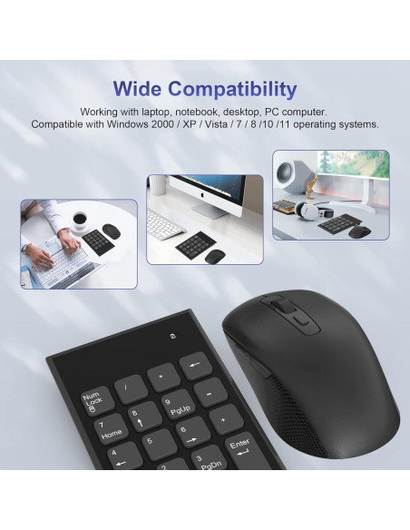 Combo Teclado Numérico y Ratón Inalámbrico Arleedyn 19 Teclas Combo Teclado Numérico y Ratón Inalámbrico Arleedyn 19 Teclas