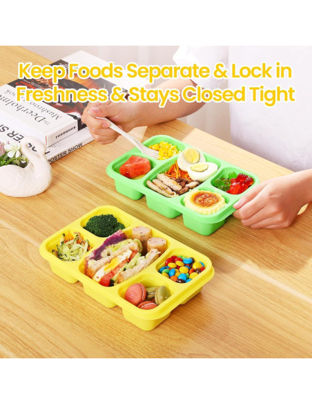 Cajas Bento IVEETTY 4 Pack 5 Compartimentos Reutilizables Cajas Bento IVEETTY 4 Pack 5 Compartimentos Reutilizables