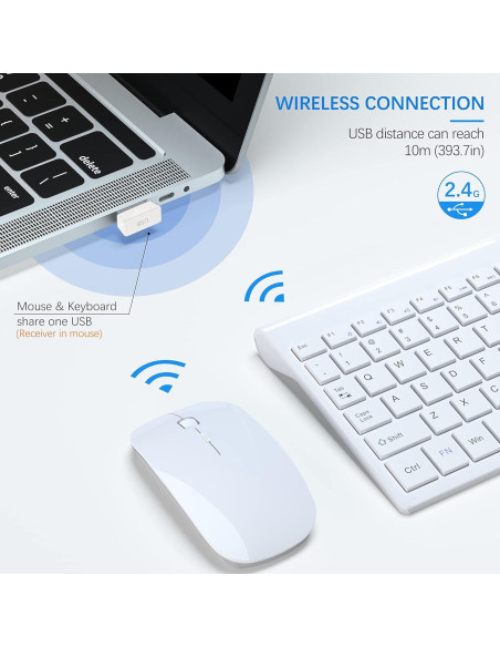 Combo Teclado y Ratón Inalámbrico TopMate KM9000 Blanco Combo Teclado y Ratón Inalámbrico TopMate KM9000 Blanco