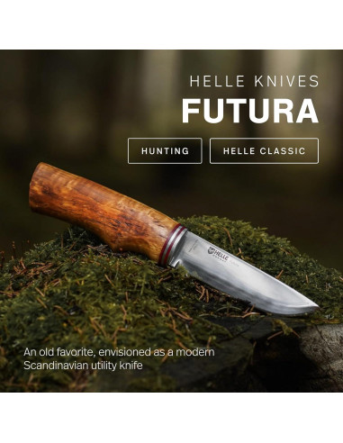 Cuchillo de Camping HELLE Futura con Funda - Acero Inoxidable