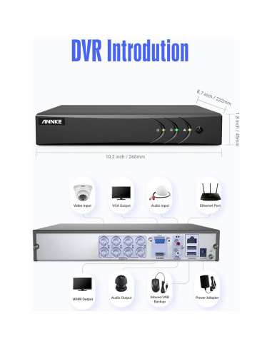 Grabador DVR ANNKE 3K Lite 8CH 2TB Detección AI