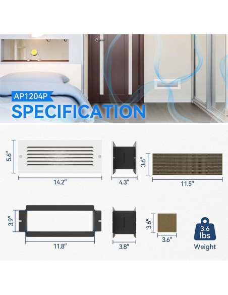 Rejilla de Ventilación de Pared Suprocky AP1204P 30x10 cm Blanco Rejilla de Ventilación de Pared Suprocky AP1204P 30x10 cm Blanco