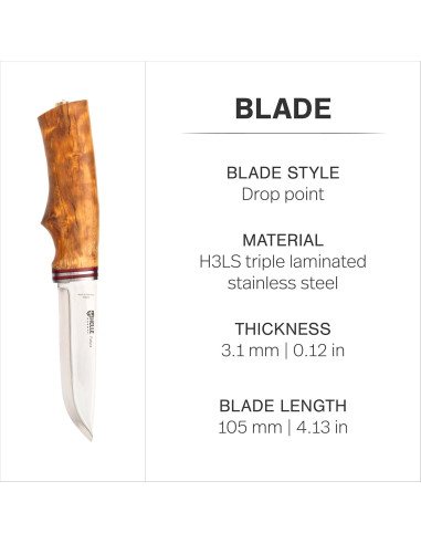 Cuchillo de Camping HELLE Futura con Funda - Acero Inoxidable