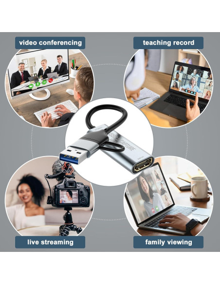 Tarjeta de Captura de Video VIXLW USB 3.0 4K HDMI a USB-C Tarjeta de Captura de Video VIXLW USB 3.0 4K HDMI a USB-C