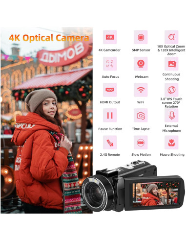 Cámara Camcorder 4K ORDRO Z88 30MP Zoom 10X WiFi