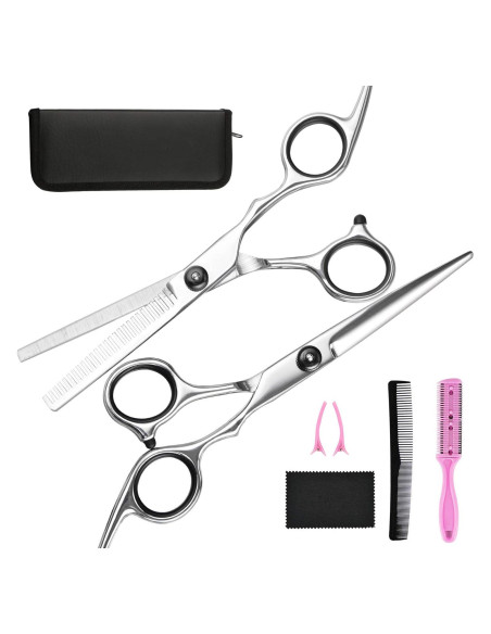 Kit Profesional de Tijeras de Corte de Cabello Fcysy 7 Pcs Kit Profesional de Tijeras de Corte de Cabello Fcysy 7 Pcs