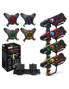 Set de 4 Pistolas Laser Tag ArmoGear con Chalecos