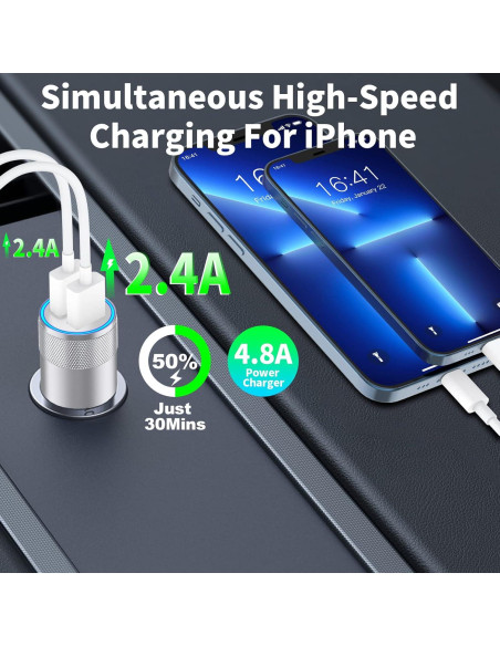 Cargador Rápido de Auto Braveridge 24W Doble USB + 2 Cables Cargador Rápido de Auto Braveridge 24W Doble USB + 2 Cables