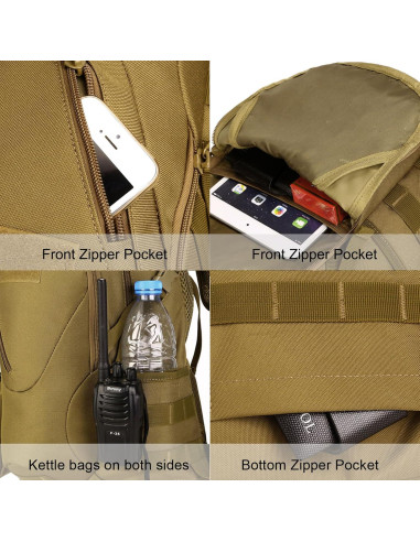 Mochila Táctica ArcEnCiel 15L Nylon Marrón Coyote