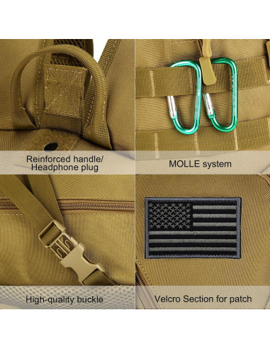 Mochila Táctica ArcEnCiel 15L Nylon Marrón Coyote