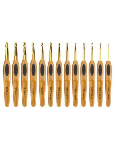 Juego de 13 Ganchillos de Aluminio Flylin con Mango Ergonómico 2.5-10mm