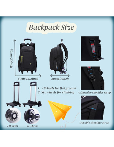 Mochila con Ruedas VIDOSCLA 33L para Niños Adolescentes