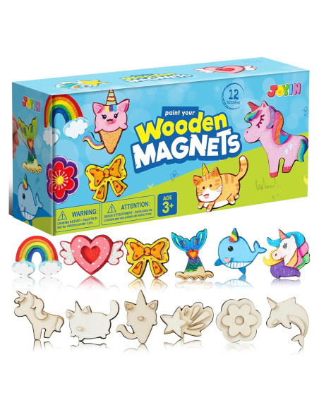 Kit de Pintura de Imán de Madera JOYIN 12 Piezas Fantasía Kit de Pintura de Imán de Madera JOYIN 12 Piezas Fantasía